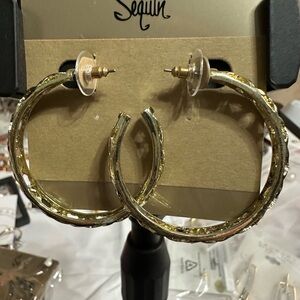 Nordstrom Gold Textured Hoop Earrings